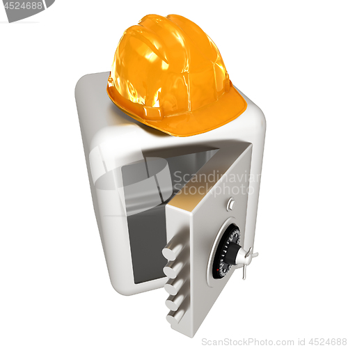 Image of Safe and hard hat. Technology icon. 3d render