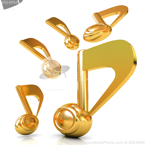 Image of Gold music notes. 3d render