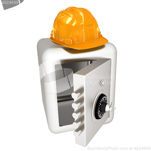 Image of Safe and hard hat. Technology icon. 3d render