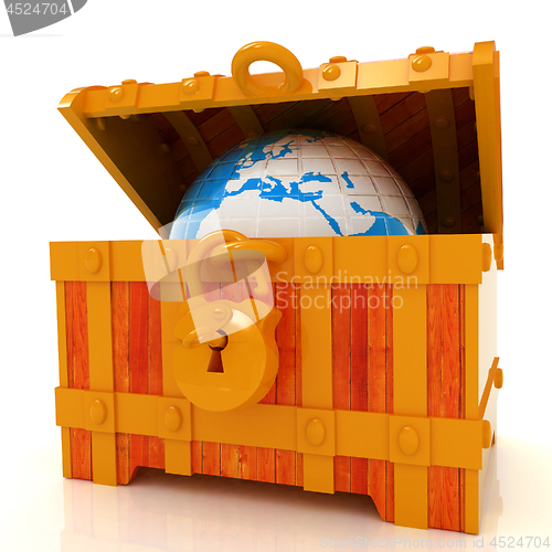 Image of Earth in a chest. 3d illustration