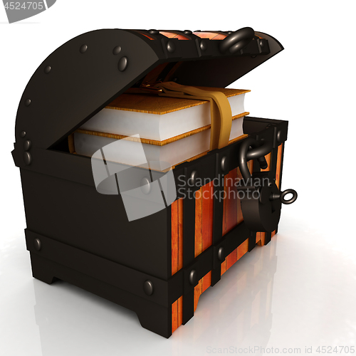 Image of Leather Books in a Chest. 3d render