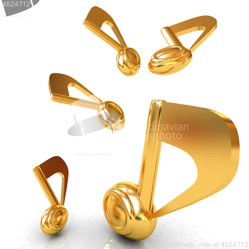 Image of Gold music notes. 3d render