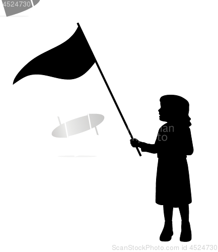 Image of Little girl holding triangle pennant flag