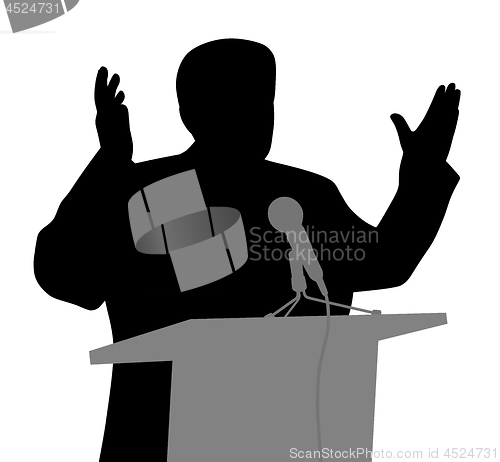 Image of Public speaking with open hands gesture