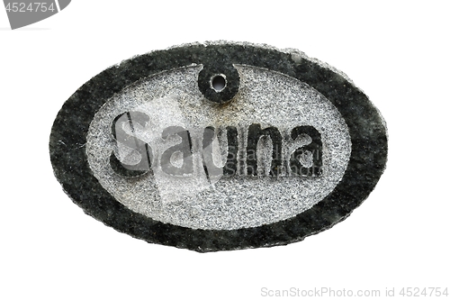 Image of stone tablet  with the inscription sauna  on a white