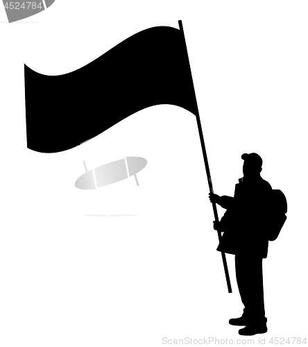 Image of Man holding large flag