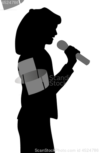 Image of Kid girl singing a song with microphone