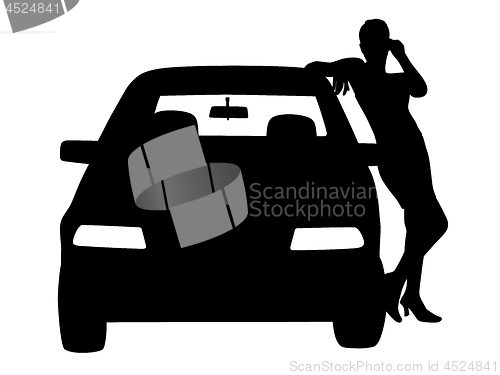 Image of Woman standing or posing next to the car