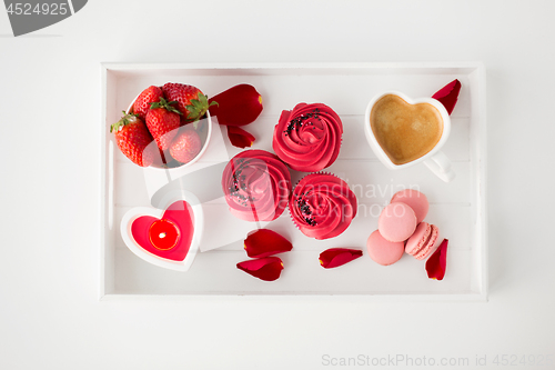 Image of close up of treats on tray for valentines day