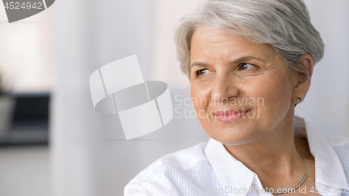 Image of portrait of smiling senior woman