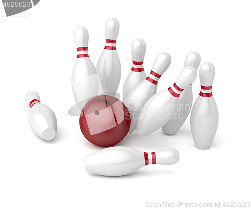 Image of Bowling ball and pins