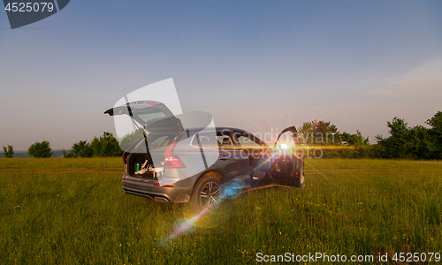 Image of drone ready for fly in suv trunk l