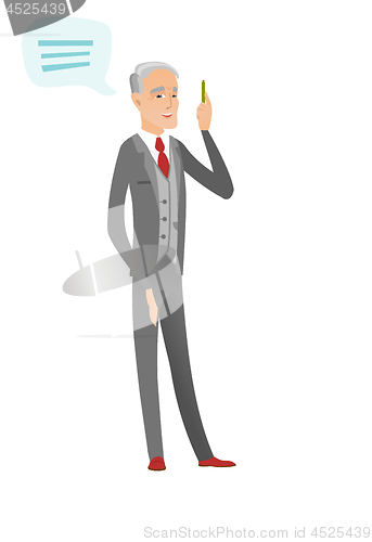 Image of Senior caucasian businessman with speech bubble.