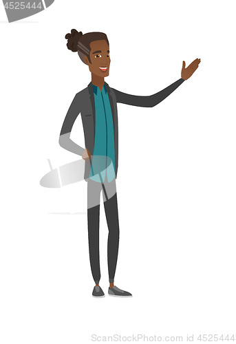 Image of Young african businessman with outstretched hand.