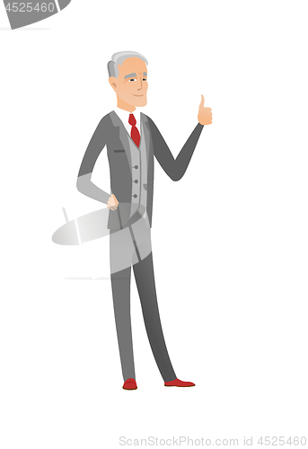 Image of Senior caucasian businessman giving thumb up