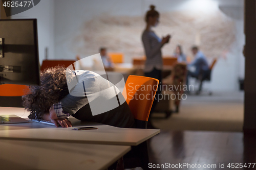 Image of businessman relaxing at the desk