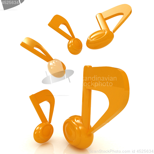 Image of Yellow music notes. 3d render