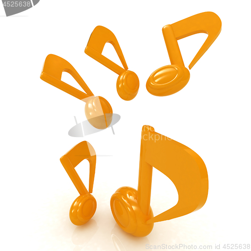 Image of Yellow music notes. 3d render