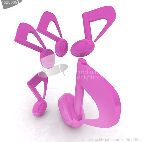 Image of Pink music notes. 3d render