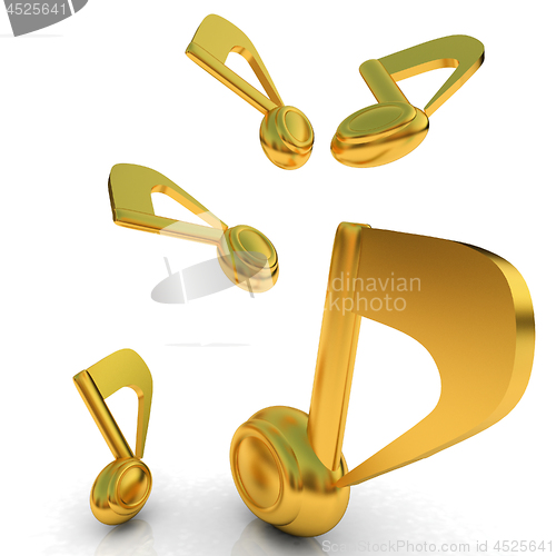 Image of Gold music notes. 3d render