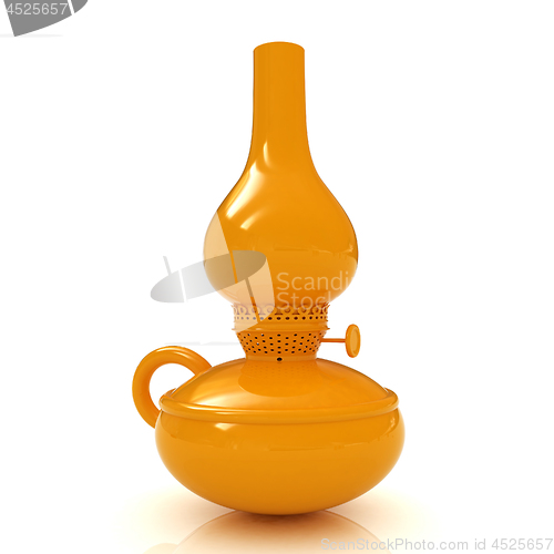 Image of Retro yellow kerosene lamp icon. 3d render