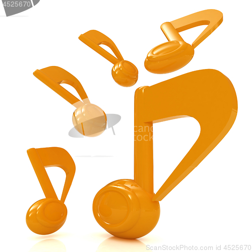 Image of Yellow music notes. 3d render