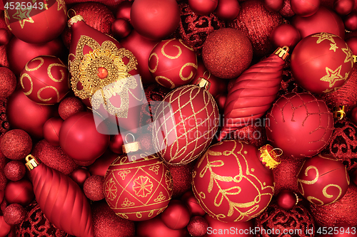 Image of Red and Gold Christmas Baubles