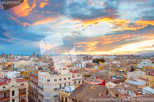 Image of Sunset skyline of Valencia. Spain