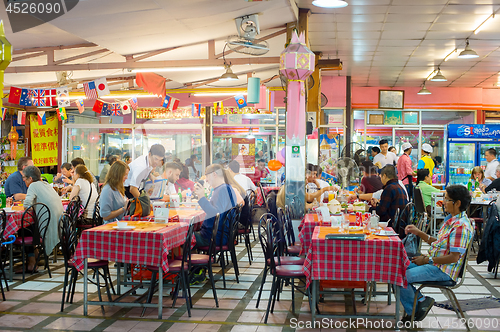 Image of Thailand street restaurant at night