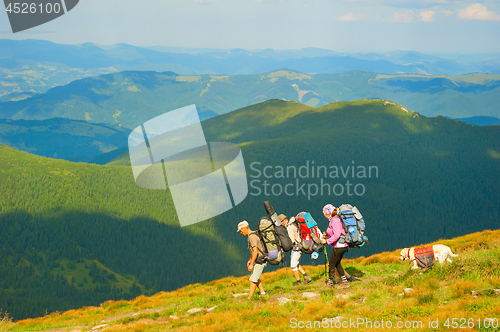 Image of Group of hikers at mountains