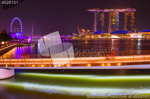 Image of Marina Bay , Singapore Flyer  night