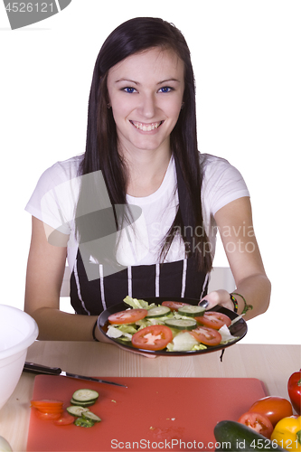 Image of Cute Teenager Preparing Food