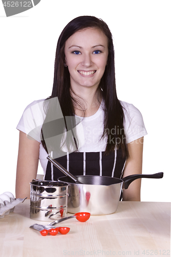 Image of Beautiful Teenager Preparing Food