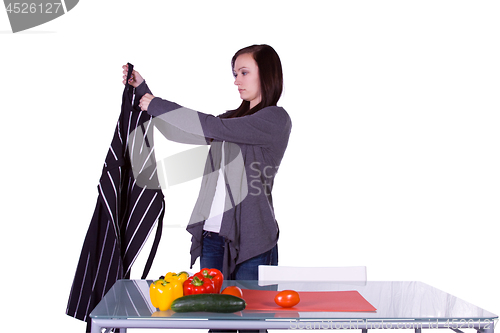 Image of Beautiful Girl Preparing Food