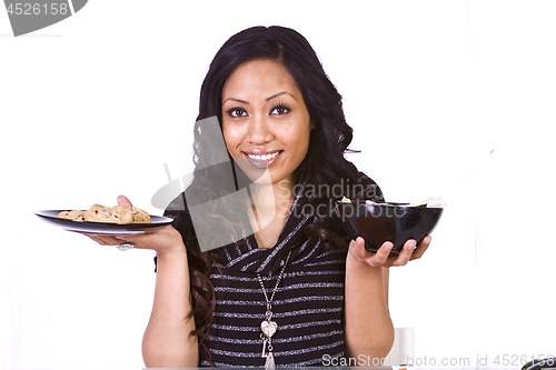 Image of Beautiful Girl Deciding What to Eat