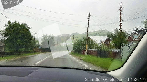 Image of Road view in heavy rain