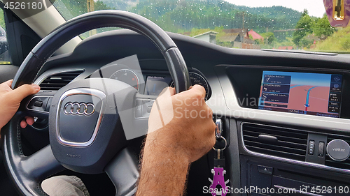 Image of Car driving using navigation
