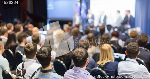 Image of Round table discussion at business and entrepreneurship conference.