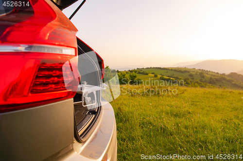 Image of drone ready for fly in suv trunk l