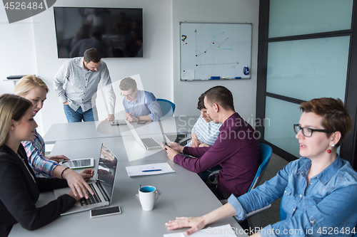 Image of Group of young people meeting in startup office