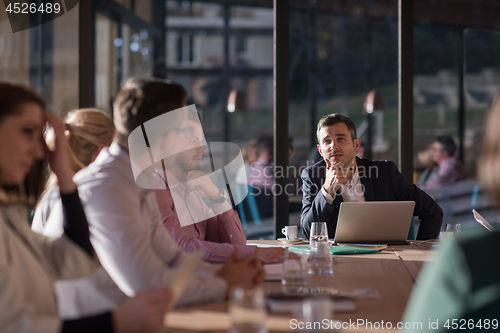 Image of Business Team At A Meeting at modern office building