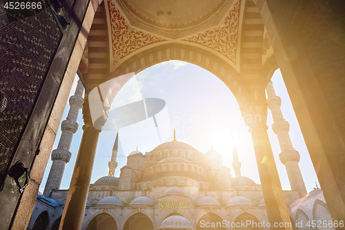 Image of the gates of the Blue Mosque Turkey Istanbul