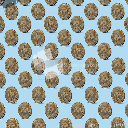 Image of Gold coin bitcoin, pattern seamless