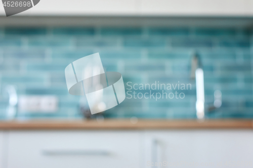 Image of Blurred kitchen interior, for web design.