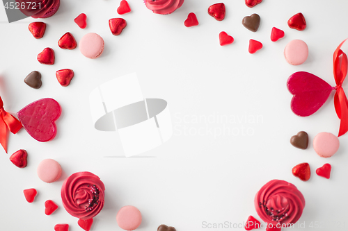 Image of close up of sweets on valentines day