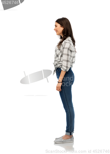 Image of young woman or teenage girl over white background