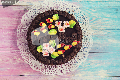 Image of Cake on color background