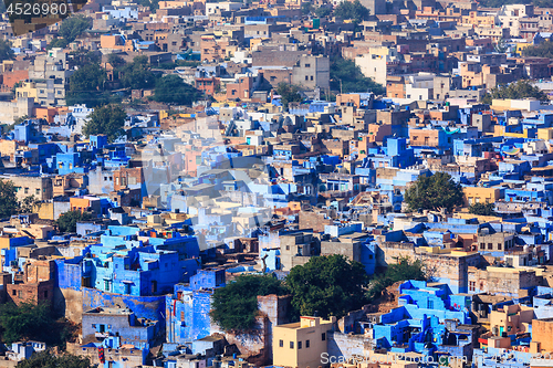 Image of Aerial view of Jodhpur Blue City. Jodphur, Rajasthan, India