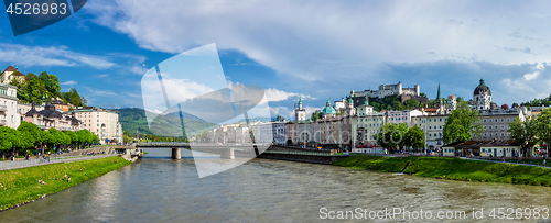 Image of Panorama of Salzburg Old Town and Hohensalzburg Castle on Festun