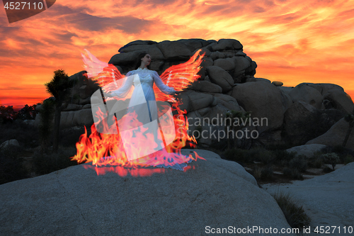 Image of Person Light Painted in the Desert Under the Night Sky